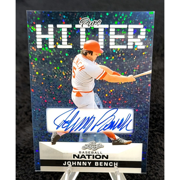 2025 Johnny Bench 1/2 Leaf Pure Hitter Auto RARE Cincinnati Reds - Picture 1 of 3